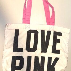 Victoria’s Secret PINK Logo Tote Pink & White PINK Logo Canvas Bag